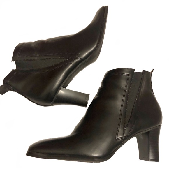 Life Stride Shoes - Life Studio Black Leather Heeled Ankle Boots